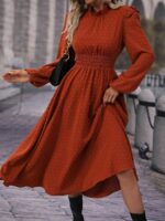 Rochie Midi Esolira Maro Cu Maneci Bufante - imagine 4