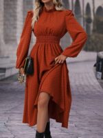 Rochie Midi Esolira Maro Cu Maneci Bufante - imagine 5