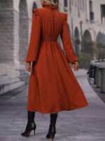 Rochie Midi Esolira Maro Cu Maneci Bufante - imagine 2
