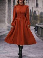 Rochie Midi Esolira Maro Cu Maneci Bufante