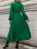 Rochie Lunga Danica Verde Cu Maneci Bufante - imagine 2