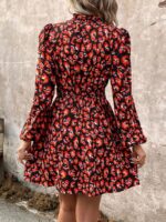 Rochie Lunga Elvan Corai Cu Imprimeu Negru - imagine 99