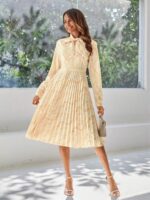 Rochie Midi Asmira Bej Plisata
