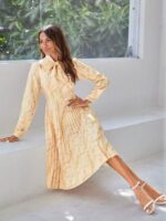 Rochie Midi Asmira Bej Plisata - imagine 4