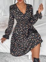 Rochie Scurta Mandia Neagra Inflorata - imagine 4