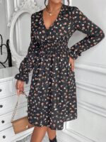 Rochie Scurta Mandia Neagra Inflorata - imagine 3