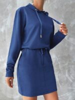 Rochie Scurta Tudora Albastra Cu Gluga
