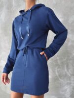 Rochie Scurta Tudora Albastra Cu Gluga - imagine 3
