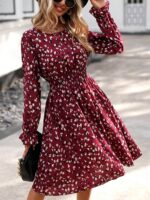 Rochie Scurta Rozy Grena Inflorata
