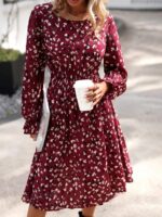 Rochie Scurta Rozy Grena Inflorata - imagine 3