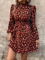 Rochie Lunga Elvan Corai Cu Imprimeu Negru - imagine 102