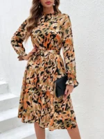 Rochie Midi Monaco Crem Cu Imprimeu Multicolor - imagine 3
