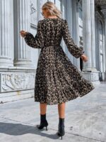 Rochie Midi Hande Neagra Cu Imprimeu Floral Multicolor - imagine 5