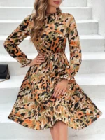 Rochie Midi Monaco Crem Cu Imprimeu Multicolor - imagine 4