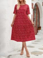 Rochie Midi Trille Rosie Cu Inimioare Albe