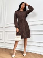 Rochie Midi Fanny Maro Cu Buline Albe - Fara cordon