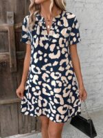 Rochie Scurta Donso Bleumarin Cu Imprimeu Alb