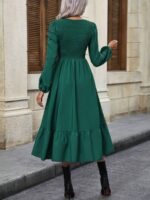 Rochie Lunga Pajar Verde Cu Maneci Bufante - imagine 2