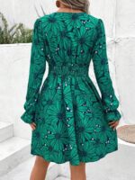 Rochie Scurta Elaina Verde Cu Model Floral - imagine 2