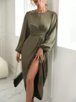 Rochie Lunga Sabrina Khaki - imagine 3