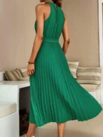 Rochie Lunga Hasana Verde Cu Pliuri - imagine 2