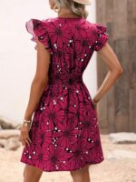 Rochie Scurta Ocean Cu Model Floral Roz - imagine 2
