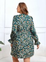 Rochie Scurta Riladi Verde Inflorata - Marimi Mari - imagine 2