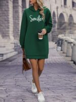 Rochie Scurta Caprice Verde Cu Gluga - imagine 3