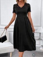 Rochie Midi Zenobia Neagra Cu Maneci Din Dantela - imagine 3