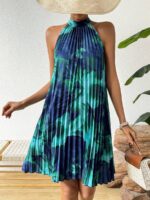 Rochie Scurta Dustina Albastra Cu Pliuri