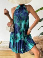 Rochie Scurta Dustina Albastra Cu Pliuri - imagine 3