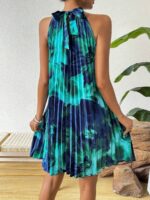 Rochie Scurta Dustina Albastra Cu Pliuri - imagine 2