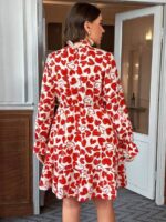 Rochie Scurta Rasel Alba Cu Inimioare Rosii - Marimi Mari - imagine 2