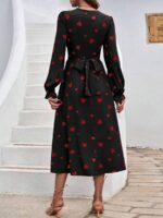 Rochie Midi Filomera Neagra Cu Inimioare Rosii - imagine 2
