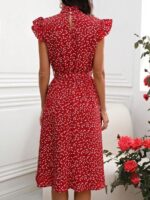 Rochie Midi Taina Rosie Cu Inimioare Albe Si Cordon - imagine 2
