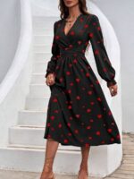 Rochie Midi Filomera Neagra Cu Inimioare Rosii - imagine 3
