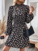 Rochie Scurta Molly Neagra Inflorata