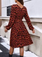 Rochie Midi Kato Caramizie Cu Model Leopard Negru - imagine 2
