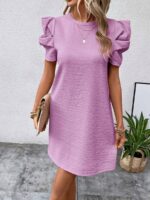 Rochie Scurta Silux Lila Cu Maneci Bufante