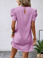 Rochie Scurta Silux Lila Cu Maneci Bufante - imagine 2