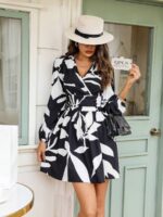 Rochie Scurta Harda Neagra Cu Imprimeu Alb