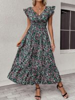 Rochie Lunga Dolores Neagra Inflorata
