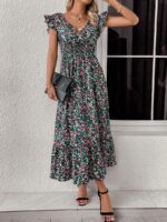 Rochie Lunga Dolores Neagra Inflorata - imagine 3