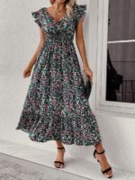 Rochie Lunga Dolores Neagra Inflorata - imagine 4