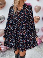 Rochie Scurta Malisa Neagra Cu Inimioare Multicolore - imagine 3