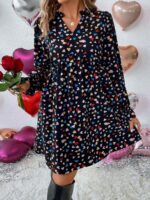 Rochie Scurta Malisa Neagra Cu Inimioare Multicolore
