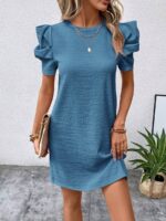 Rochie Scurta Salina Bleu Cu Maneci Scurte Bufante