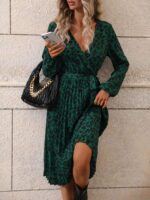 Rochie Midi Agota Verde Cu Model Leopard Negru - imagine 5