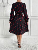 Rochie Midi Aniela Neagra Cu Inimioare Rosii - imagine 3