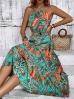 Rochie Lunga Adelle Vernil Cu Imprimeu Multicolor - imagine 3
